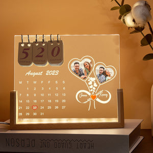Custom Infinity Heart Lamp Personalized Countdown Calendar Night Light - photomoonlamp