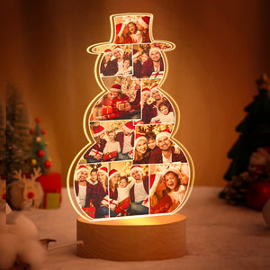 Personalized LED Snowman Lamp Custom Photo Acrylic Christmas Night Light