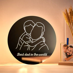 Personalized Photo Round Mirror Colorful Lamp Line Drawing Led Night Light Exquisite Home Gifts - photomoonlamp