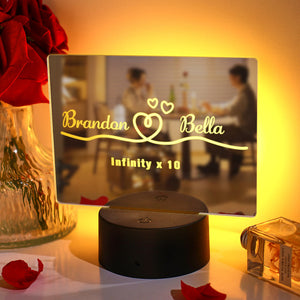 Personalized Name Mirror Colorful Lamp Anniversary Gift for Lover - photomoonlamp