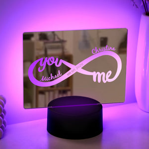 Personalized Name Mirror Lamp Infinity Love Gift for Couple - photomoonlamp
