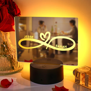 Personalized Name Mirror Colorful Lamp Infinity Heart Couple Gift - photomoonlamp