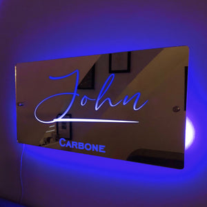 Personalised Name Mirror Sign LED Light Up Mirror Bedroom Sign