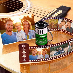 Custom Music Code Scannable Picture Reel Album Keychain Colorful Father's Day Birthday Wedding Gift