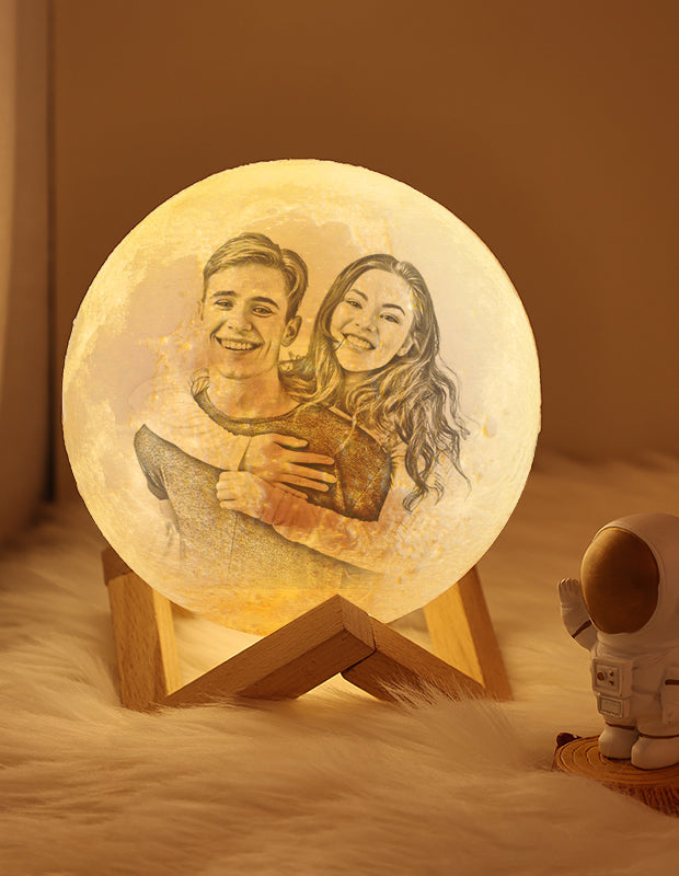 Realistic Custom Photo Moon Lamp – Customizable Love
