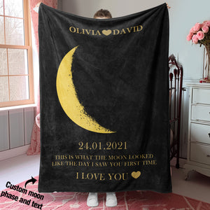 Custom Moon Phase Blanket Personalized Names Gift for Her