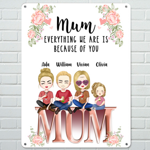Mother's Day Gift Personalized Iron Poster Photo Wall Decor MUM and Children 12 in x16 in