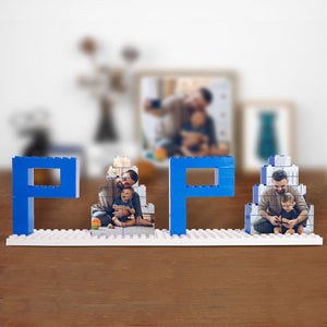 Personalized Papa Photo Building Brick Puzzles Photo Block Father's Day Gifts - photomoonlamp