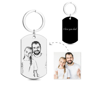 Custom Father's Day Gift Personalized Couple Photo Stainless Steel Keychain