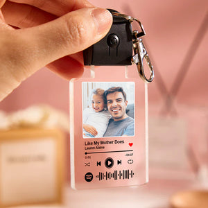 Custom Spotify Keychain Photo Music Song Code Crystal Keyring Best Gift