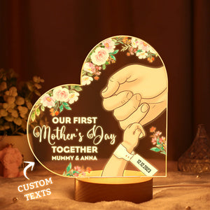 Custom Night Lamp Personalized Acrylic LED Night Light Mom and Baby Holding Hands Mother's Day Gifts - photomoonlamp