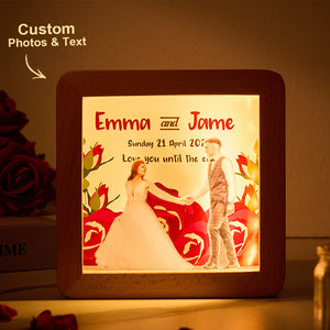 Personalized LED Lighted Photo Frame With Text Perfect Couple Wedding Anniversary Gift - photomoonlamp