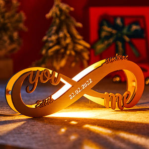 Personalized Infinity I Love You LED Night Light Custom Couple Name and Date Wooden Wall Lamp for Home Bedroom Christmas Gifts
