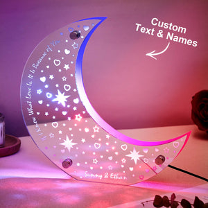 Personalized Engraved LED Moon Mirror Light Custom Home Decor Gift for Couple - photomoonlamp