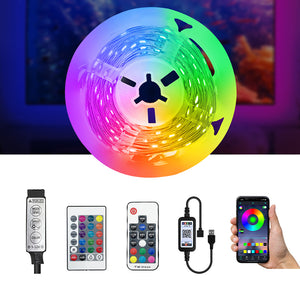5m RGB LED Strip Lights, Bluetooth LED Lights 16.4ft with App Control, Bright 5050 LEDs, 64 Scenes and Music Sync Lights