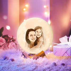 Gifts For Mom Moon Lamp Personalized Photo Light & Engraving Custom 3D Print Luna Painting Light for Her Date Night Ideas
