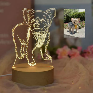 Custom Photo Lamp LED Light for Pet Engraved Portrait Dog Night Light