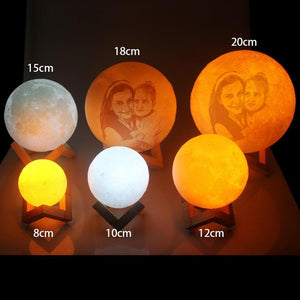 Custom Creative 3D Print and Engraved Personalized Photo Moon Lamp - Touch Two Colors