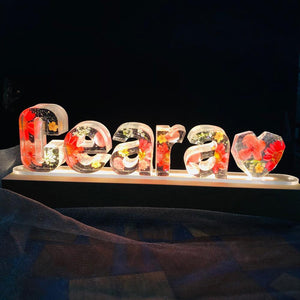 Personalized Dried Flowers Resin Letter Name Lamp Decor