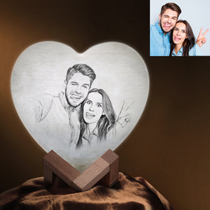 Gifts for Her 3D Printed Photo Heart Lamp Personalized Night Light - Remote Control 16 Colors (12-15cm)
