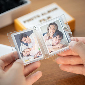 Personalized Mini Photo Album Keychain Scrapbook 16 Photos Pendant Gift for Him