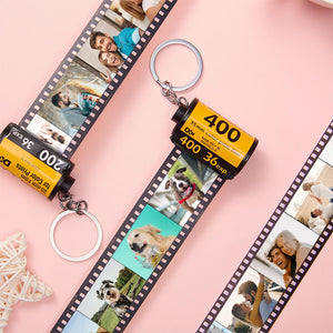 Anniversary Gifts, Custom Camera Film Roll Keychain 5-15 Photos Available