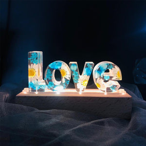Personalized Dried Flowers Resin Lamp Decor Childrens Night Light