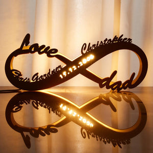 Custom Lamp Light Up Letter Name Sign Engraved Wooden Nightlight Personalized Name Light Infinity Love Gift for Mom