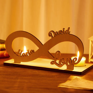 Personalized Infinity Name Sign Wooden Candlestick Creative for Family