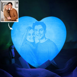 Photo Lamp Personalized Heart Night Light Custom 3D Printed (10-15cm) for Him
