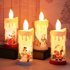 LED Simulation Christmas Flame Candle Santa Claus Snowman Candle Dinners Decoration Night Light