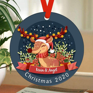 Christmas Gift Custom Text Ornaments Cute Little Elk Christmas  Decor