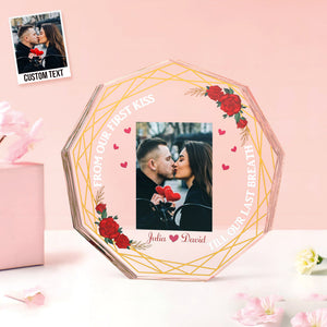 Custom Photo Acrylic Plaque Gift for Couples from Our First Kiss Till Our Last Breath - photomoonlamp