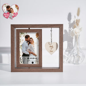 Custom Engraved Rotating Floating Picture Frames Double-Sided For Couple Personalized Engagement Gift - photomoonlamp