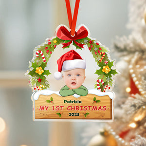 Custom Face Christmas Tree Ornament Baby's First Christmas Gift - photomoonlamp
