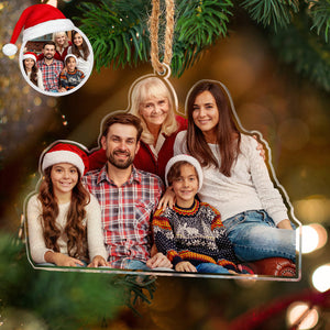 Custom Photo Christmas Tree Ornament Family Christmas Gift - photomoonlamp