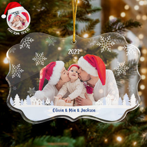 Custom Photo and Name Christmas Tree Ornament Family Christmas Gift - photomoonlamp