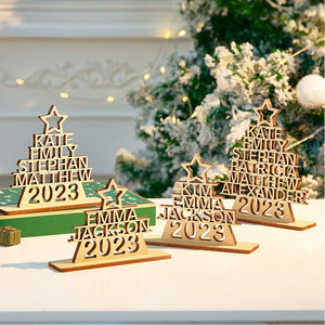Custom Family Names Christmas Tree Wooden Decor Personalized Warm Gifts For Christmas Day - photomoonlamp