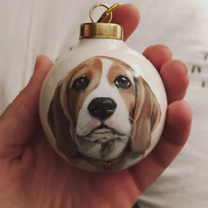 Personalized Pet Face Portrait Ornaments in Artfully Printed Hand-Painted Watercolor Style Custom Christmas Gift - photomoonlamp