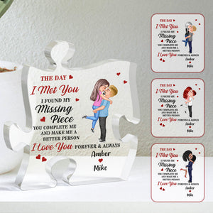 Personalized Couple Puzzle Plaque I Found My Missing Piece Cartoon Frame Valentine's Gifts - photomoonlamp