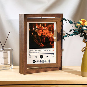 Custom Photo Spotify Rotating Frame Scannable Spotify Code Floating Picture Decor Frame Gifts For Couples - photomoonlamp