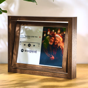 Scannable Spotify Code Photo Rotating Frame Personalized Spotify Floating Picture Decor Frame Gifts For Couples - photomoonlamp