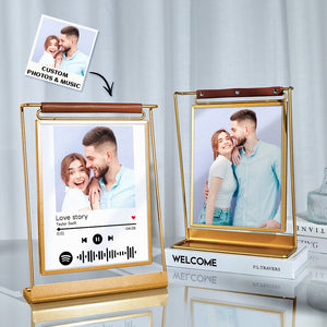 Scannable Spotify Code Photo Frame Personalized Double-Sided Display Stand Gifts For Lovers - photomoonlamp
