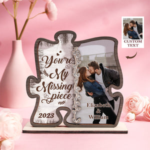 Custom Photo Loving You Is Easy Wooden Plaque With Flat Stand Personalized Valentine's Day Gift House Warming Gift - photomoonlamp