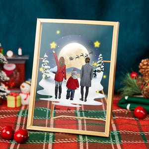 Custom Cartoon Christmas Family and Friends Golden Frame