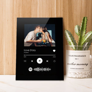 Personalized Black Spotify Glass Custom Spotify Plaque Scannable Music Plaque