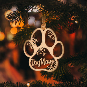 Custom Engraved Dog Name Christmas Ornament Pet Paw Decoration