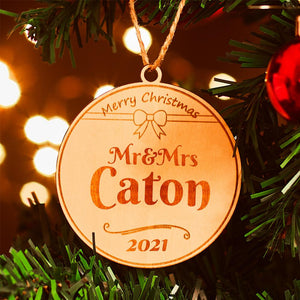 Custom Christmas Decoration Personalized Name Ornament Date Decoration Wooden Hanging Decoration