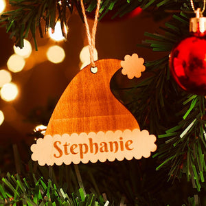 Custom Christmas Decoration Personalized Christmas Hat Wooden Hanging Decoration