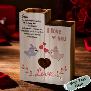 Custom Engraved Candle Holder Gift Romantic Wooden Love Memorial Gift